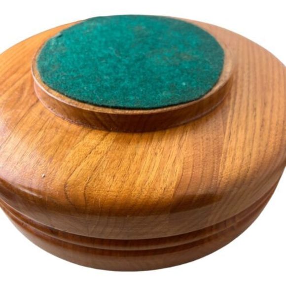 Vtg Wooden Hand Turned Collection Bowl Fruit Display with Pedestal Maple Walnut - Picture 6 of 7